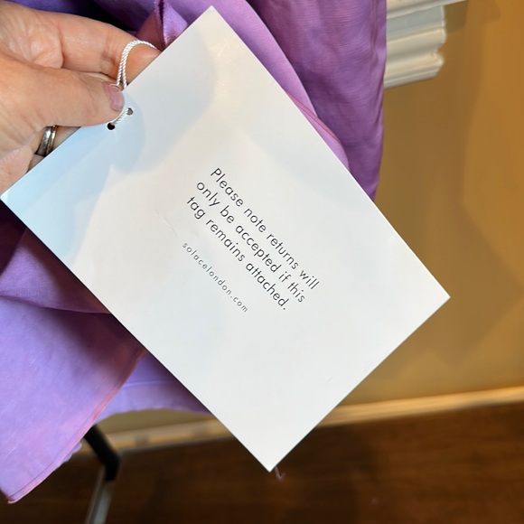 NWT SOLACE LONDON, Layci one-shoulder ruffle shantung lav dress, Sz 4 - Picture 11 of 14